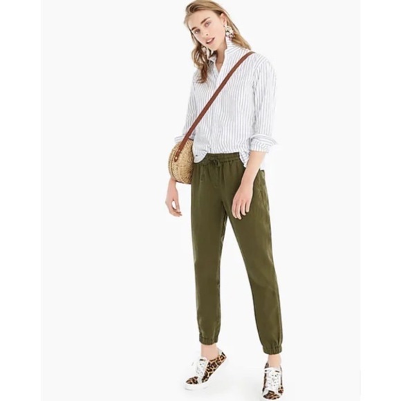 J. Crew Point Sur Seaside Pants Jogger Casual Pants Linen Blend Size 2 Green - Picture 1 of 10